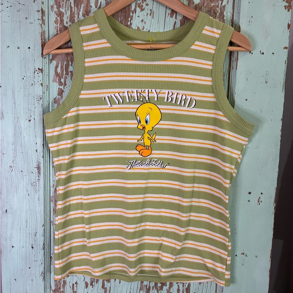 Green Striped Tweety Bird Tank Top
